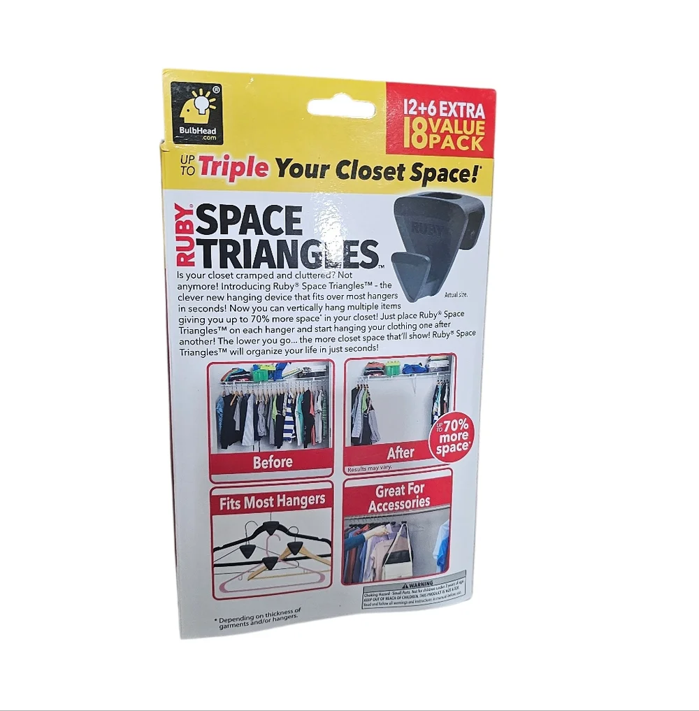 🧺‎ Ruby Space Triangles Closet Organizer – 18 Pack (12+6 Extra)